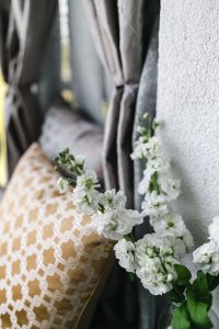 White flowers and pillows