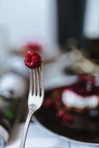 Raspberry and fork