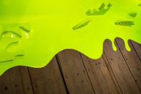 Lime art installation on a wooden floor