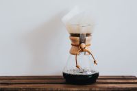 Pouring hot water in Chemex