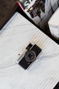 Old camera on marble