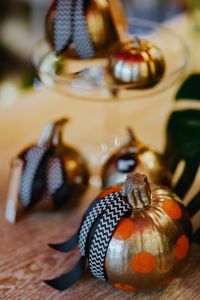 Golden ornamental pumpkins decorations
