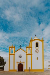 The church in the village of Luz in Lagos in the Algarve Region, Portugal