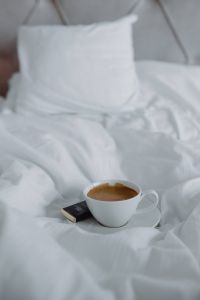 Kaboompics - Morning coffee with chocolate in bed