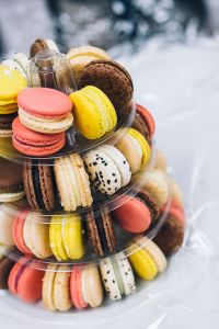 Kaboompics - Colourful sweet macarons arranged in a tower