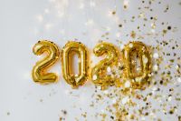 New Year's Eve - Golden balloons in the shape of the year 2020