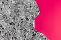 Kaboompics - Silver Foil Texture & Pink Background