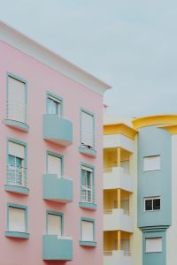 Kaboompics - Pastel pink & light blue building, Lagos, Portugal