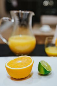Kaboompics - Morning work with a freshly squeezed citrus juice