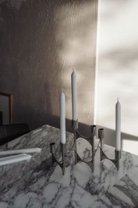 Arabescato Marble Table - Metal Candleholder