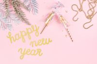 Kaboompics - New Years Eve party decorations on pink background