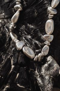 Beachside Beauty: Close-Up of Metal Necklace