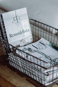Magazines in a metal basket