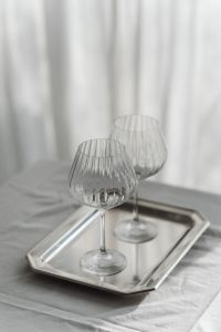 Glassware on Metallic Tray