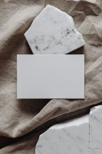 Business card mockup on linen fabric - beige - greige