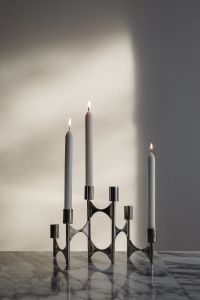 Arabescato Marble Table - Metal Candleholder