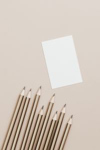 Copy space - pencils - business card - flat lay - mockup