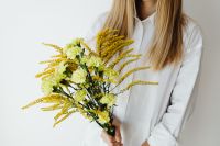 Goldenrod and green carnations