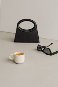 Minimalist Fashion Accessories – Black Bag and Sunglasses - Coffee