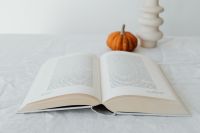 Kaboompics - Opened book - pumpkin