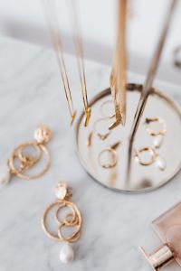Kaboompics - Jewellery Stand on a Marble Table, White Background