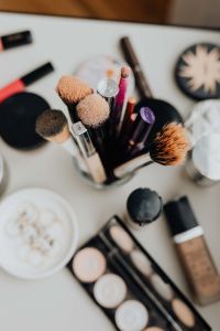 Makeup cosmetics, brushes and other essentials