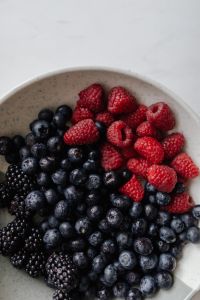 Blackberries, blueberries and raspberries in a bowl