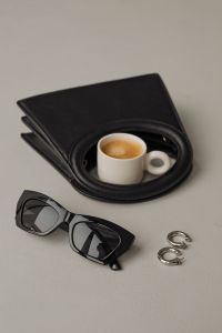 Minimalist Fashion Accessories – Black Bag and Sunglasses - Coffee - Jewelry