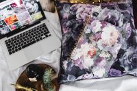 Kaboompics - Violet 2018 Day Planner & Macbook laptop