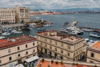 Naples marina with urban skyline on the background