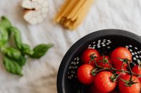 Cherry tomatoes - garlic - basil - spaghetti pasta