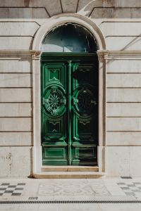 Kaboompics - Colorful wooden door in the facade of a typical Portuguese house at Lisbon, Portugal