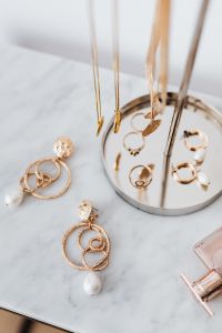 Jewellery Stand on a Marble Table, White Background