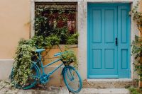 Kaboompics - Blue doors and blue bicycle, Rovinj, Croatia