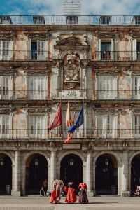 Plaza Mayor with statue of King Philips III in Madrid, Spain