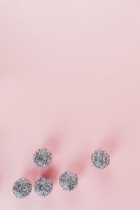 Kaboompics - Silver Christmas decorations on a pink background