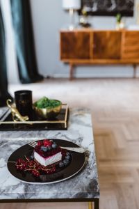 Cheesecake on a marble table