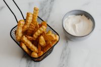 Kaboompics - Golden Crinkle-Cut Fries with Creamy Dip