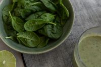 Green Smoothie Ingredients On A Linen Tablecloth