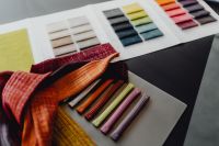 Colorful upholstery fabric samples