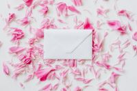 Envelope on pink petals
