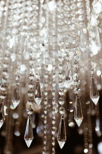 Close up of crystal chandelier