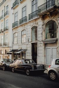 An old Mercedes Benz parked in the street, Lisbon, Portugal