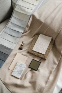 Kaboompics - Interior Design Material Board: Home Styling - A Neutral Color Scheme - Fabric Samples