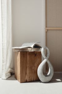 Kaboompics - Open book - side table - cube - walnut wood - sculpture - pedestal