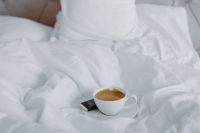 Kaboompics - Morning coffee with chocolate in bed