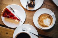 Kaboompics - Top View, Coffee with Heart Shape, cake