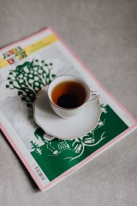 Cup of tea and newspaper