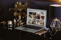 Kaboompics - Elegant home office with golden accessories. MacBook & iPhone 7