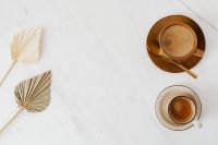 Kaboompics - Coffee & Dried Palm Leaves on Marble
